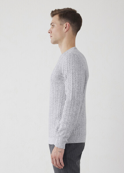 Tetvan Gray Melange Color Hair Knitting Cashmere Knitwear - 3