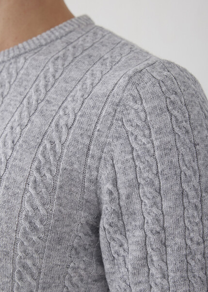 Tetvan Gray Melange Color Hair Knitting Cashmere Knitwear - 4