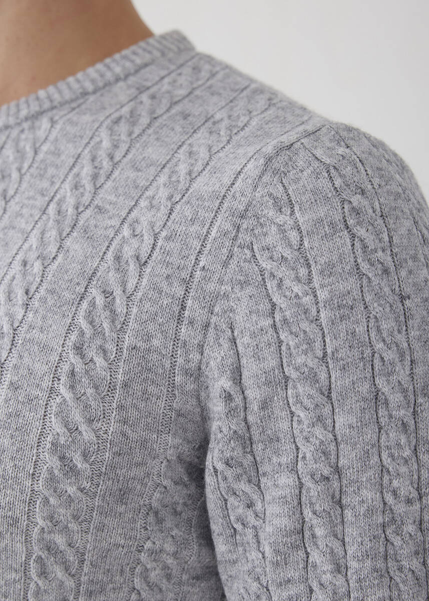 Tetvan Gray Melange Color Hair Knitting Cashmere Knitwear - 4