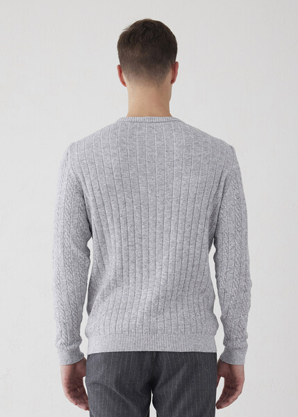 Tetvan Gray Melange Color Hair Knitting Cashmere Knitwear - 5