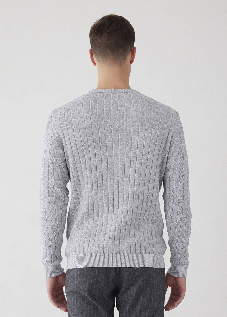 Tetvan Gray Melange Color Hair Knitting Cashmere Knitwear - 5