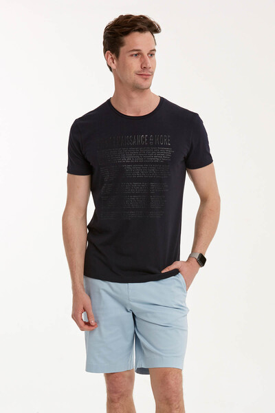 VOLTAJ - Text Printed Round Neck Men's T-Shirt