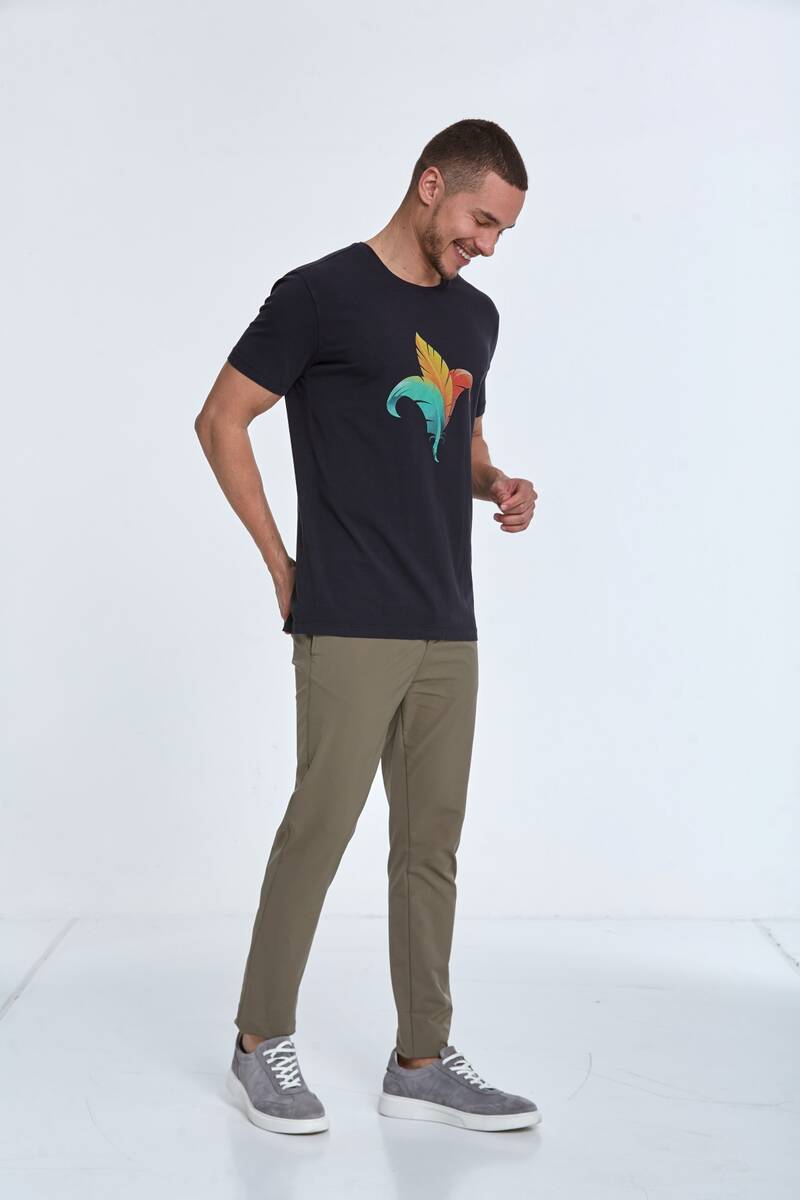Theo Baskılı Erkek Tişört Siyah - 4