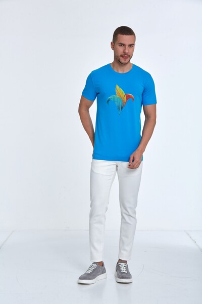 Theo Printed Men's T-Shirt Blue - 2