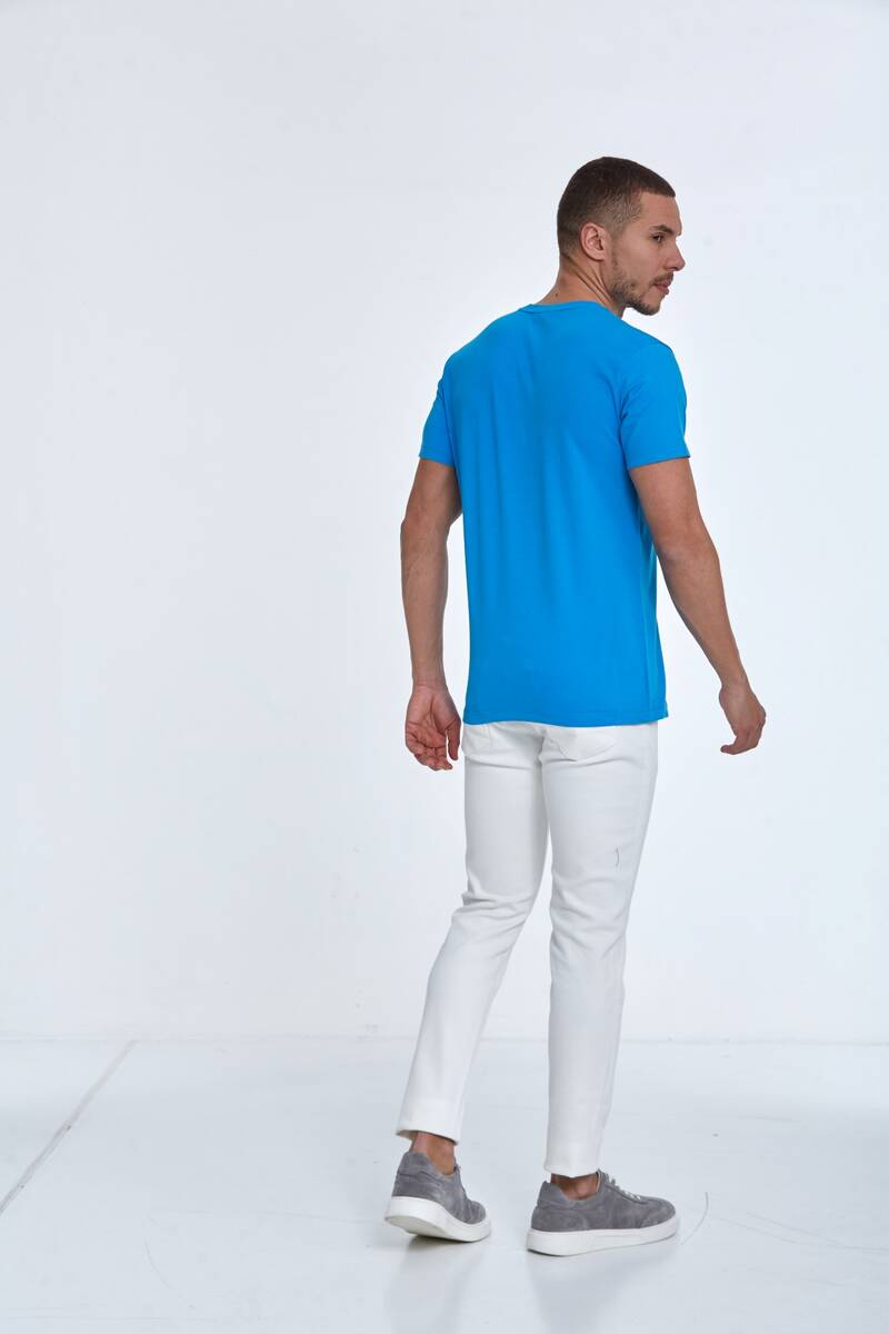 Theo Printed Men's T-Shirt Blue - 5