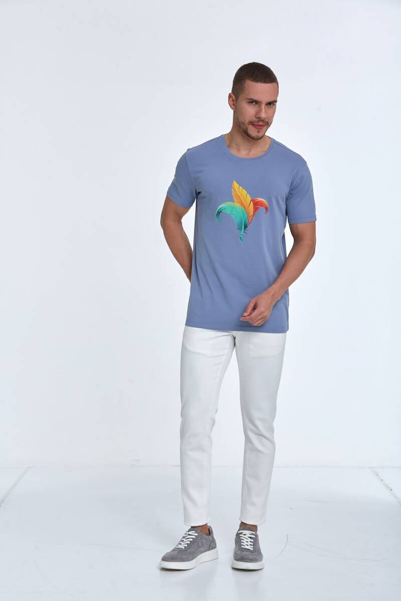 Theo Printed Men's T-Shirt Gray - 2