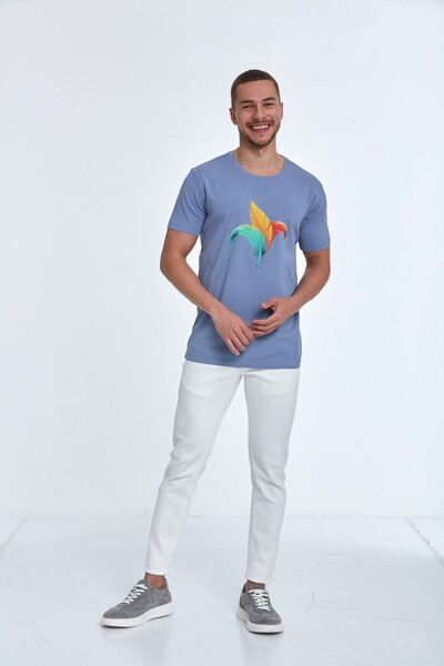 Theo Printed Men's T-Shirt Gray - 3