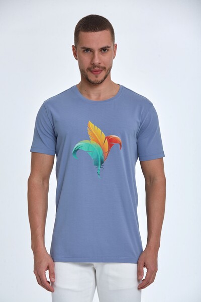 Theo Printed Men's T-Shirt Gray 