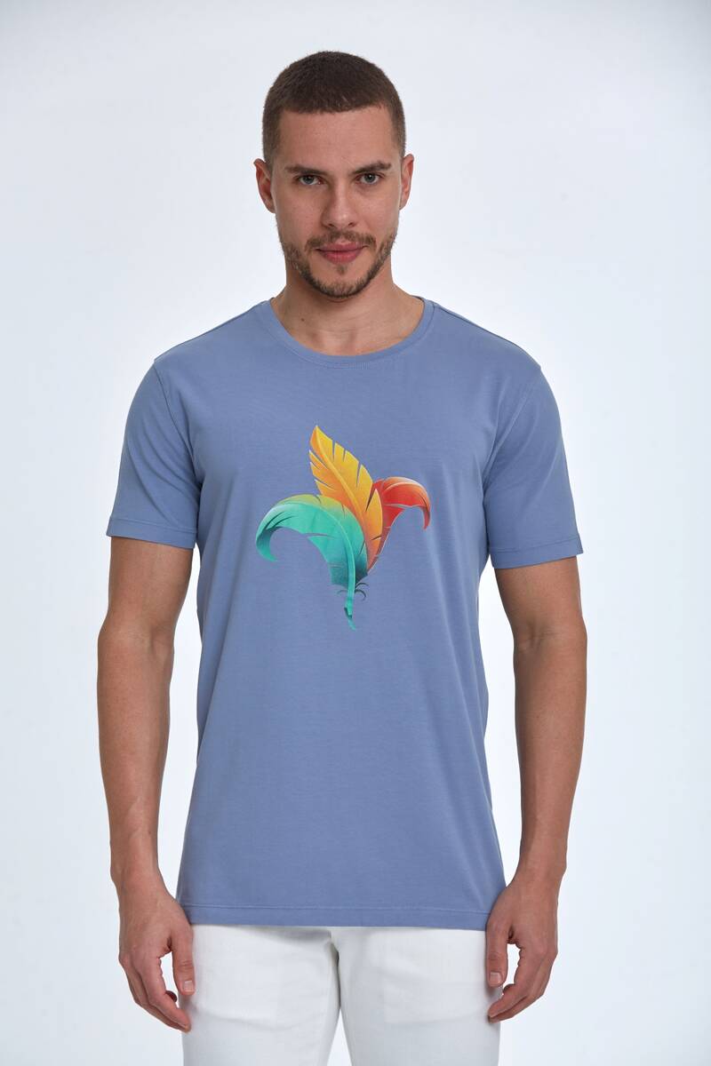 Theo Printed Men's T-Shirt Gray - 1