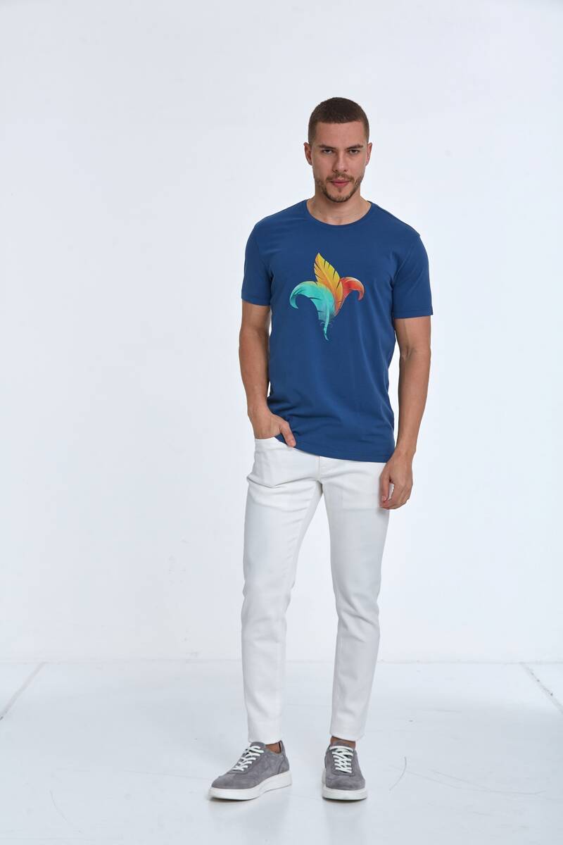 Theo Printed Men's T-Shirt Navy Blue - 2