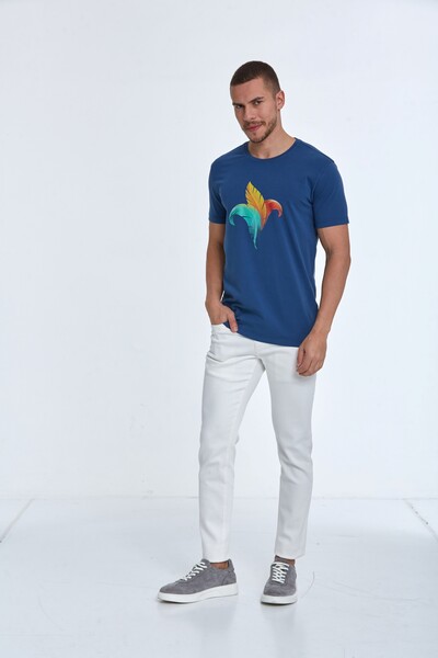 Theo Printed Men's T-Shirt Navy Blue - 4