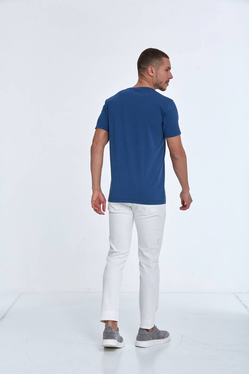 Theo Printed Men's T-Shirt Navy Blue - 5