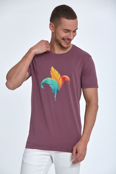 Theo Printed Men's T-Shirt Plum 