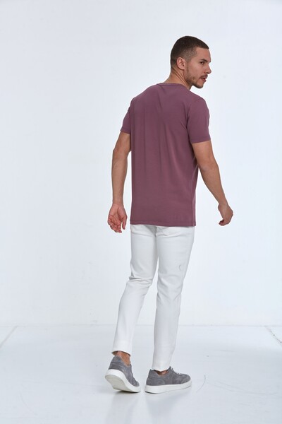 Theo Printed Men's T-Shirt Plum - 5