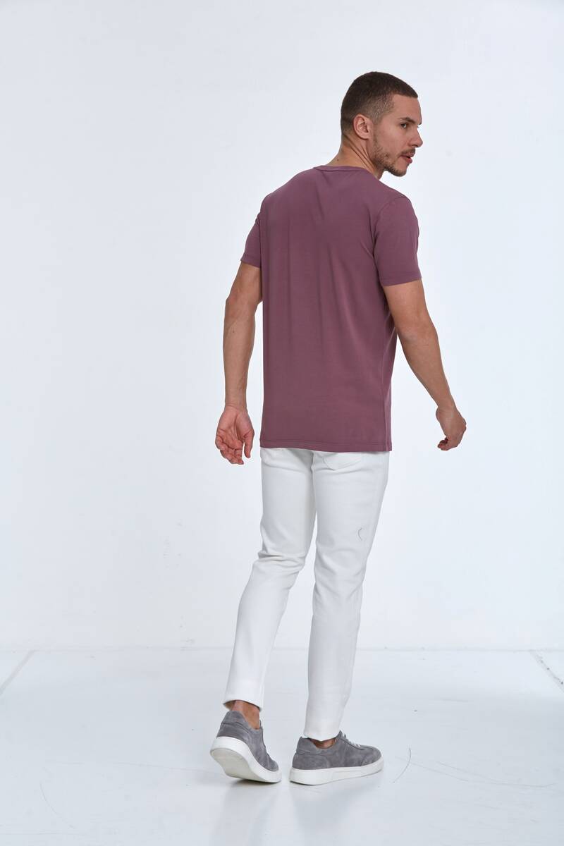 Theo Printed Men's T-Shirt Plum - 5