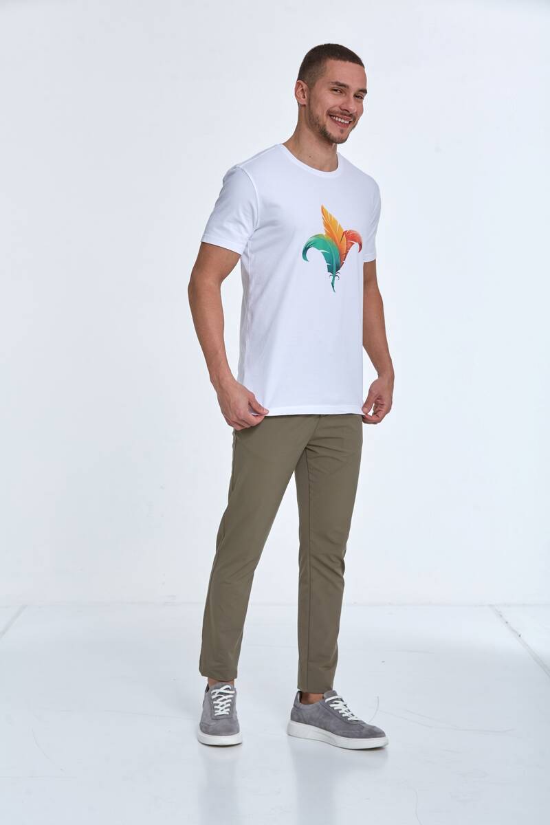 Theo Printed Men's T-Shirt White - 4