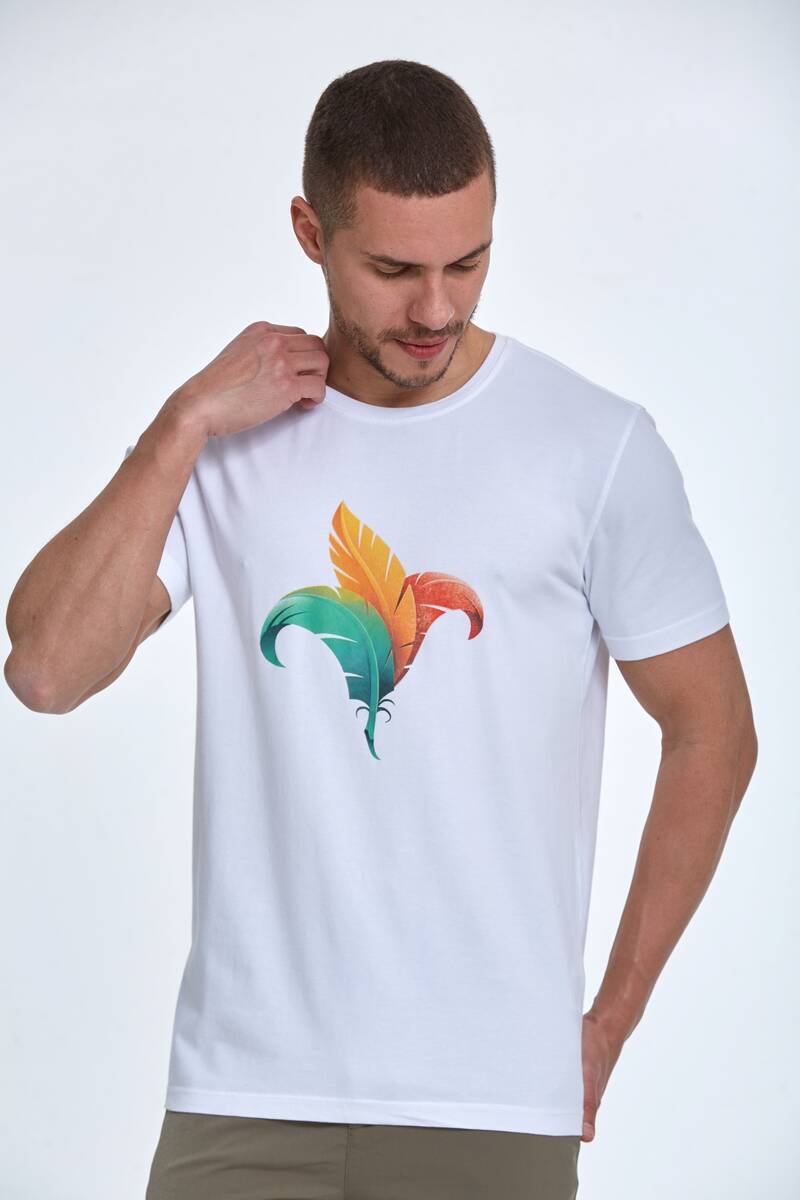 Theo Printed Men's T-Shirt White - 1