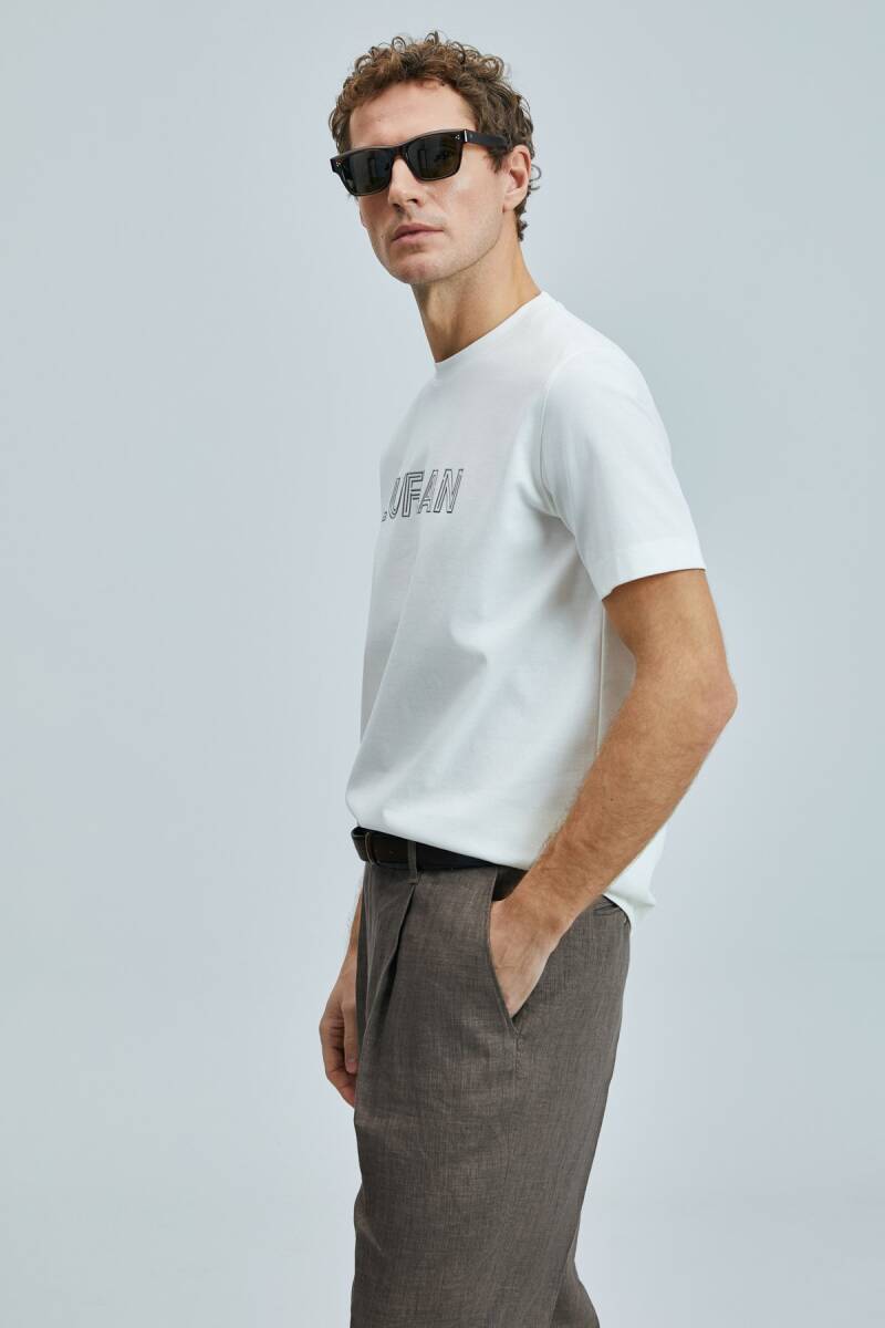 Thınk Modern Grafik T- Shirt Kırık Beyaz - 4