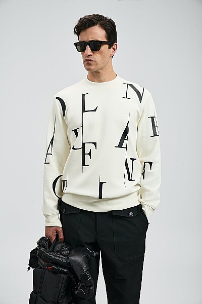 Tıffany Erkek Sweatshirt Kırık Beyaz - 3