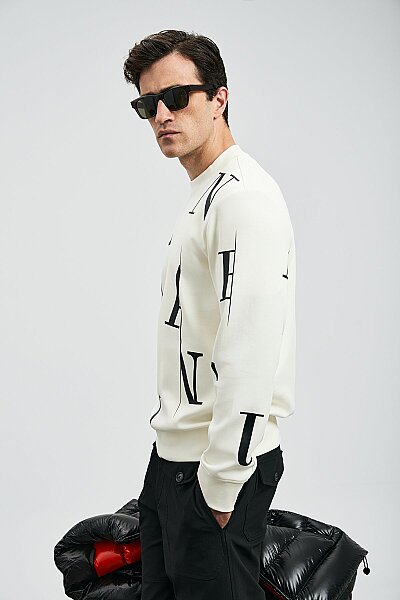 Tıffany Erkek Sweatshirt Kırık Beyaz - 4