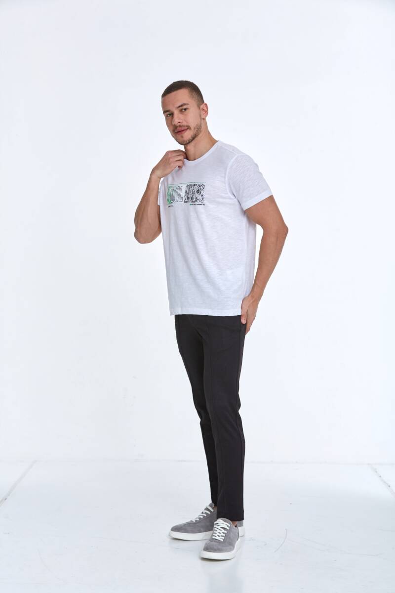 Tom Baskılı Erkek Tişört Beyaz - 4