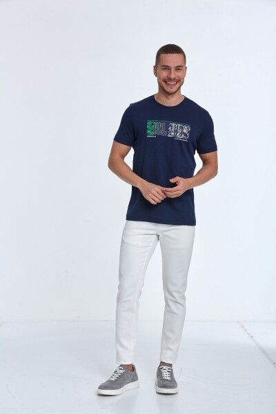 Tom Baskılı Erkek Tişört Lacivert - 2