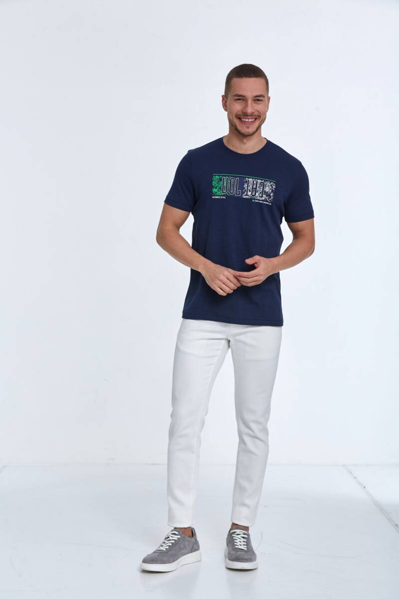 Tom Baskılı Erkek Tişört Lacivert - 2