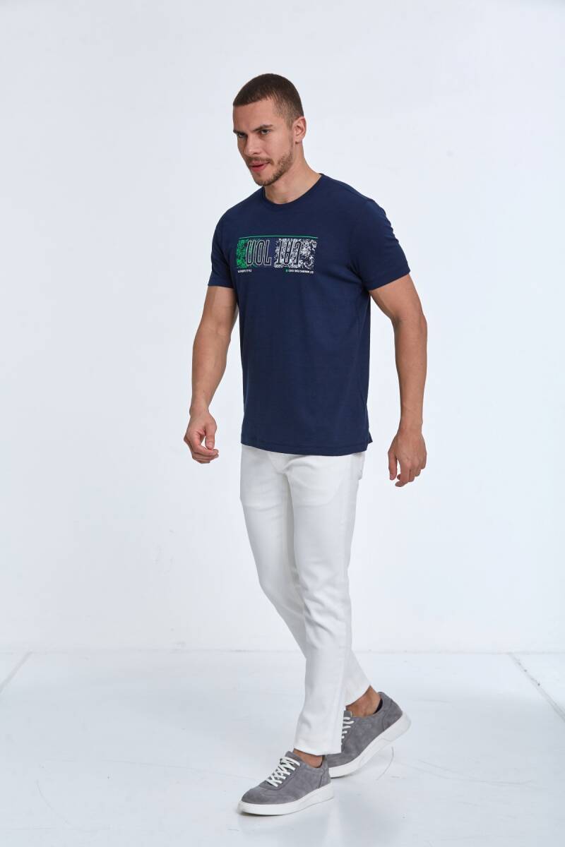 Tom Baskılı Erkek Tişört Lacivert - 4