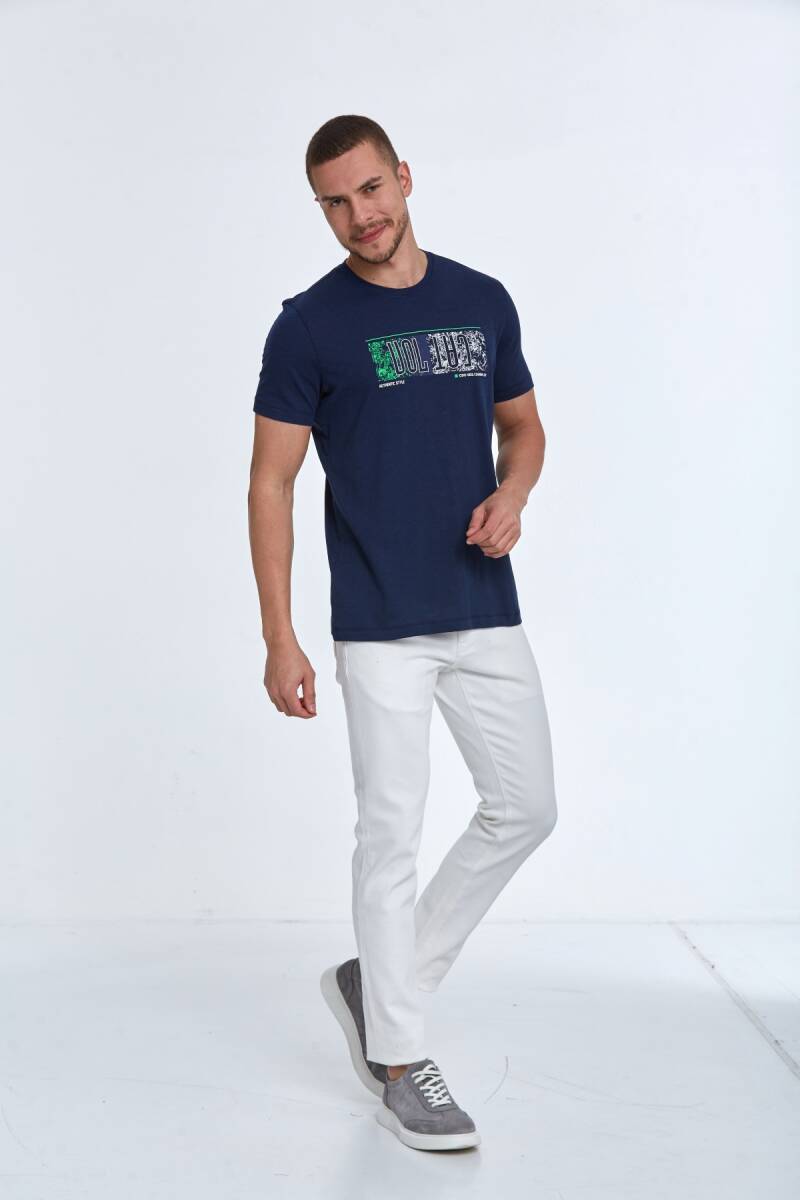 Tom Baskılı Erkek Tişört Lacivert - 3