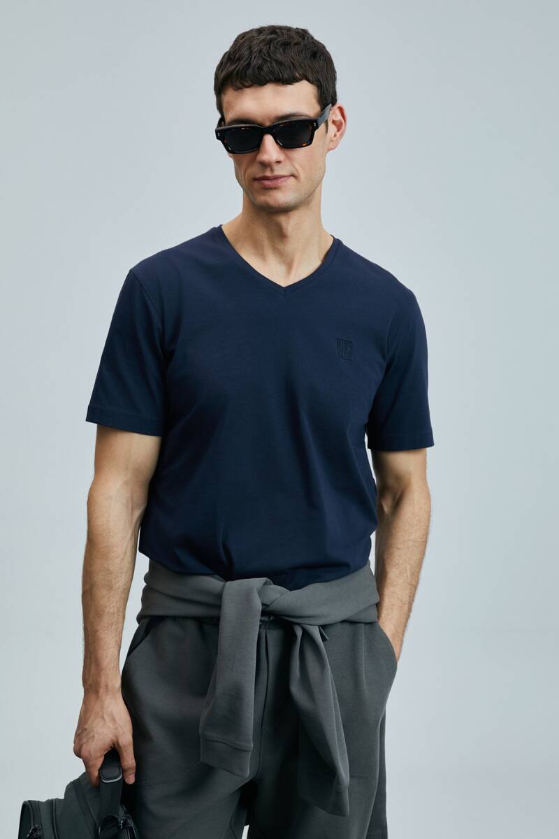 Tuna Modern Grafik T- Shirt Lacivert - 1