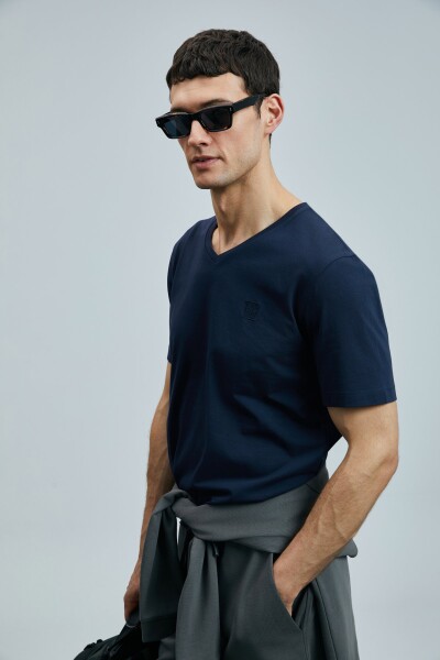 Tuna Modern Grafik T- Shirt Lacivert - 3