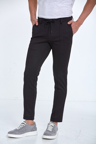 Узкие трикотажные мужские брюки-джоггеры - Thumbnail