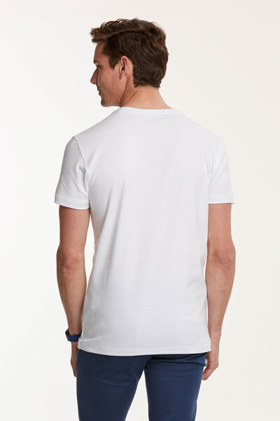 Мужская футболка с V-образным вырезом и круглым вырезом - Thumbnail
