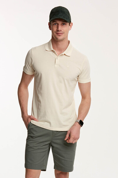 V Embroidered Polo Neck Men's T-Shirt - Thumbnail