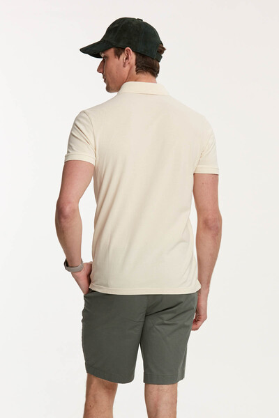 V Embroidered Polo Neck Men's T-Shirt - Thumbnail