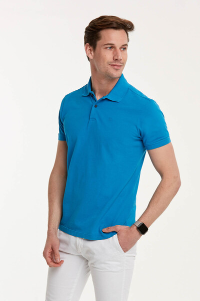 V Embroidered Polo Neck Men's T-Shirt - 2