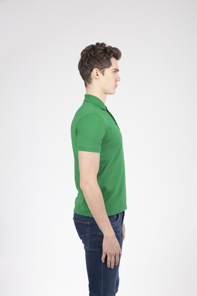 V Embroidered Polo Neck Men's T-Shirt - Thumbnail