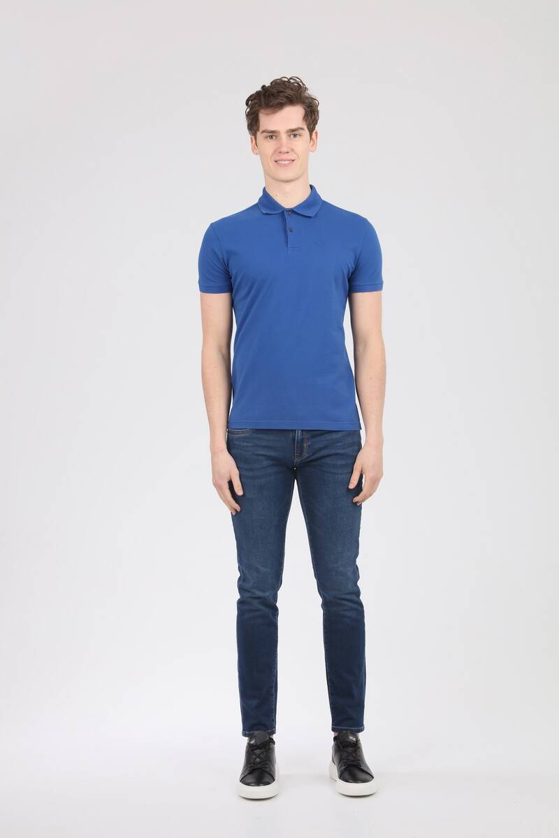 V Embroidered Polo Neck Men's T-Shirt - 13