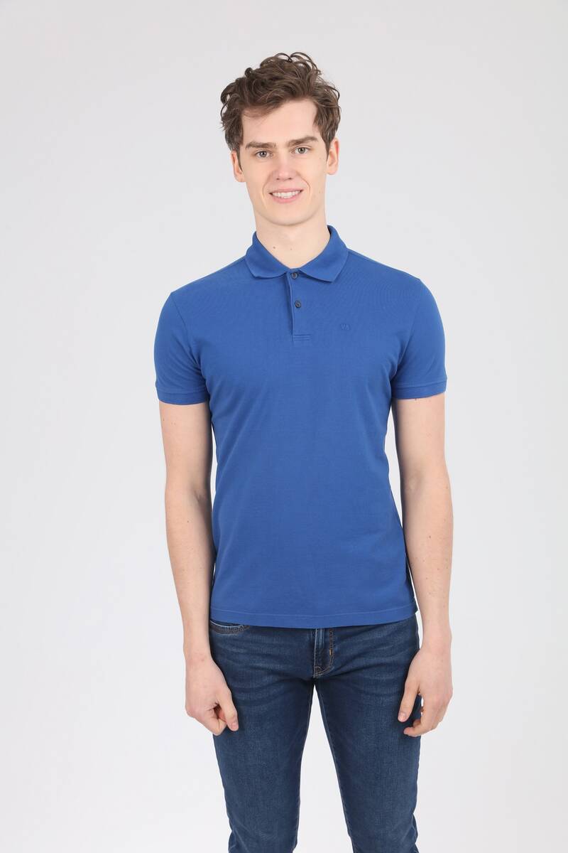 V Embroidered Polo Neck Men's T-Shirt - 14