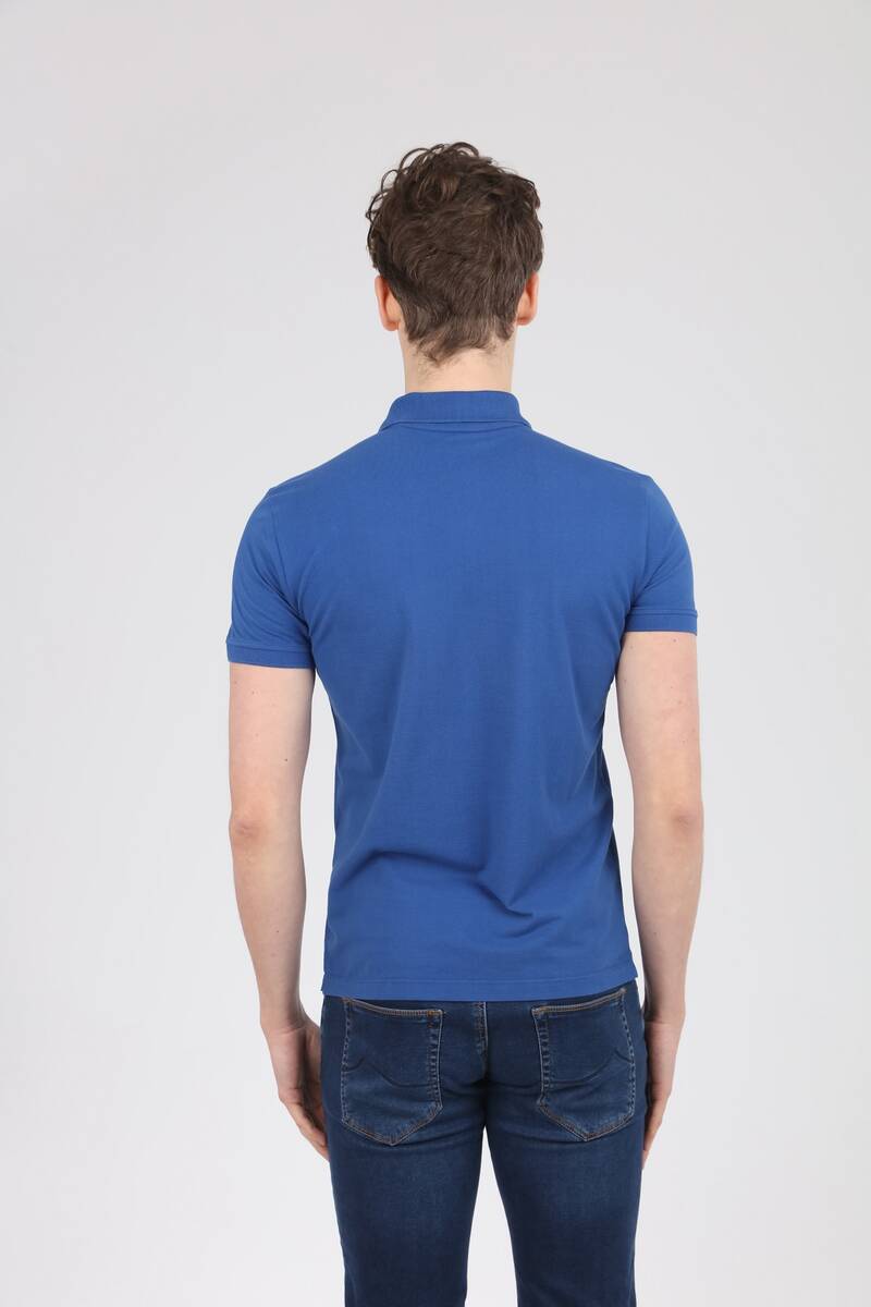 V Embroidered Polo Neck Men's T-Shirt - 16