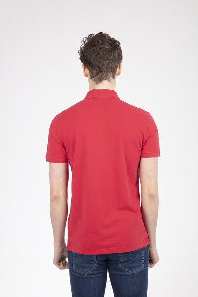 V Embroidered Polo Neck Men's T-Shirt - Thumbnail