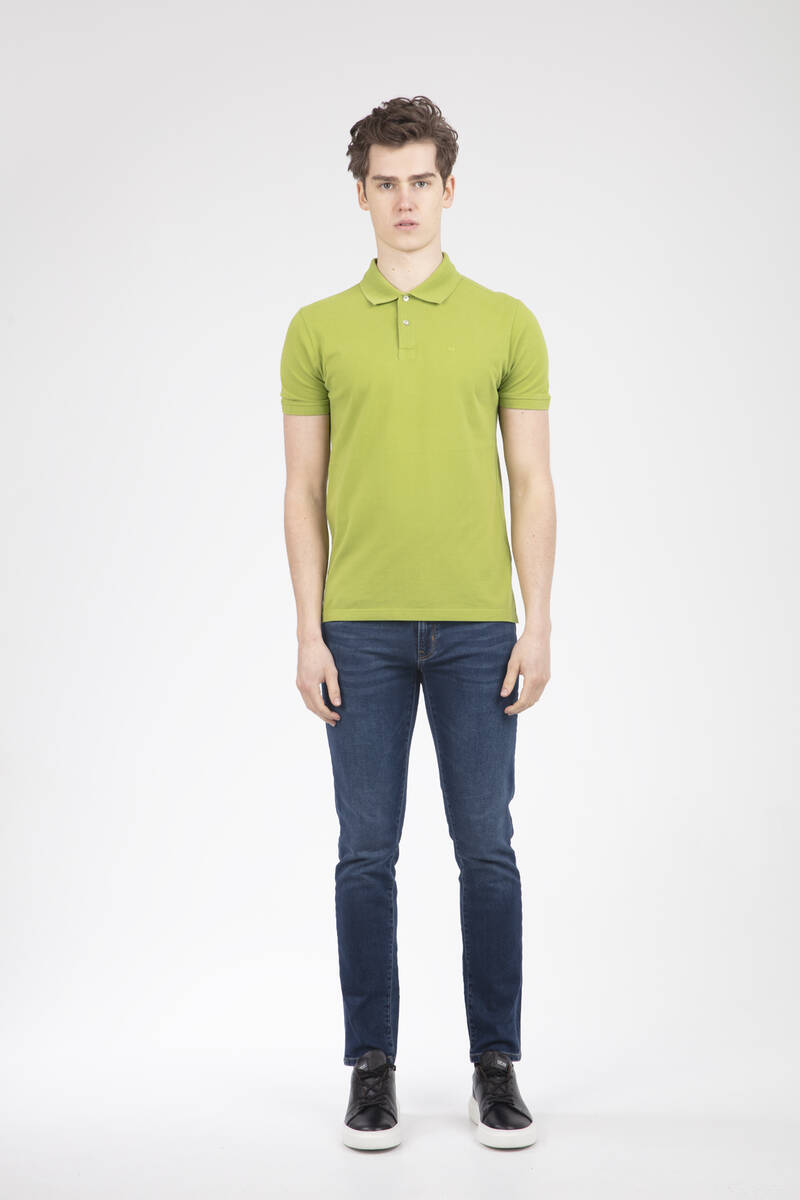 V Embroidered Polo Neck Men's T-Shirt - 17