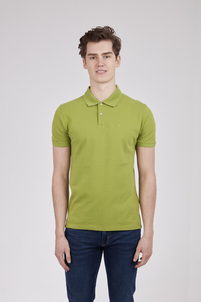 V Embroidered Polo Neck Men's T-Shirt - 18