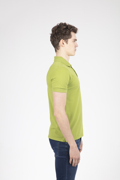 V Embroidered Polo Neck Men's T-Shirt - 19