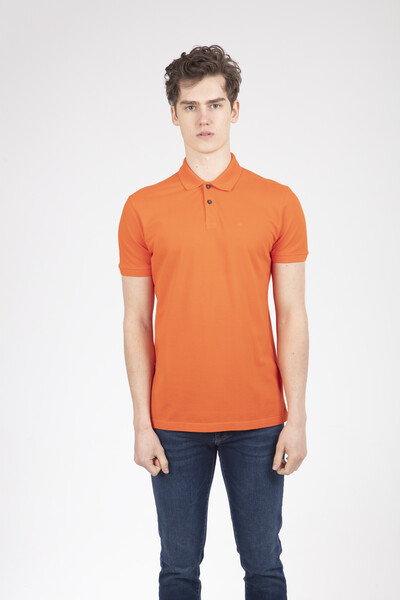 V Embroidered Polo Neck Men's T-Shirt - 22