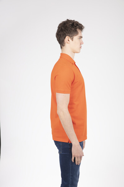 V Embroidered Polo Neck Men's T-Shirt - Thumbnail