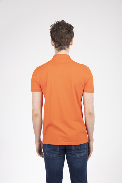 V Embroidered Polo Neck Men's T-Shirt - Thumbnail