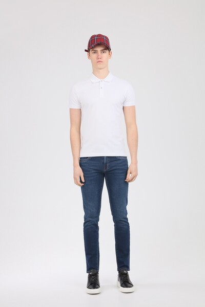 V Embroidered Polo Neck Men's T-Shirt - Thumbnail