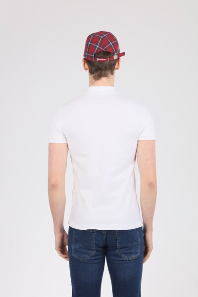 V Embroidered Polo Neck Men's T-Shirt - Thumbnail