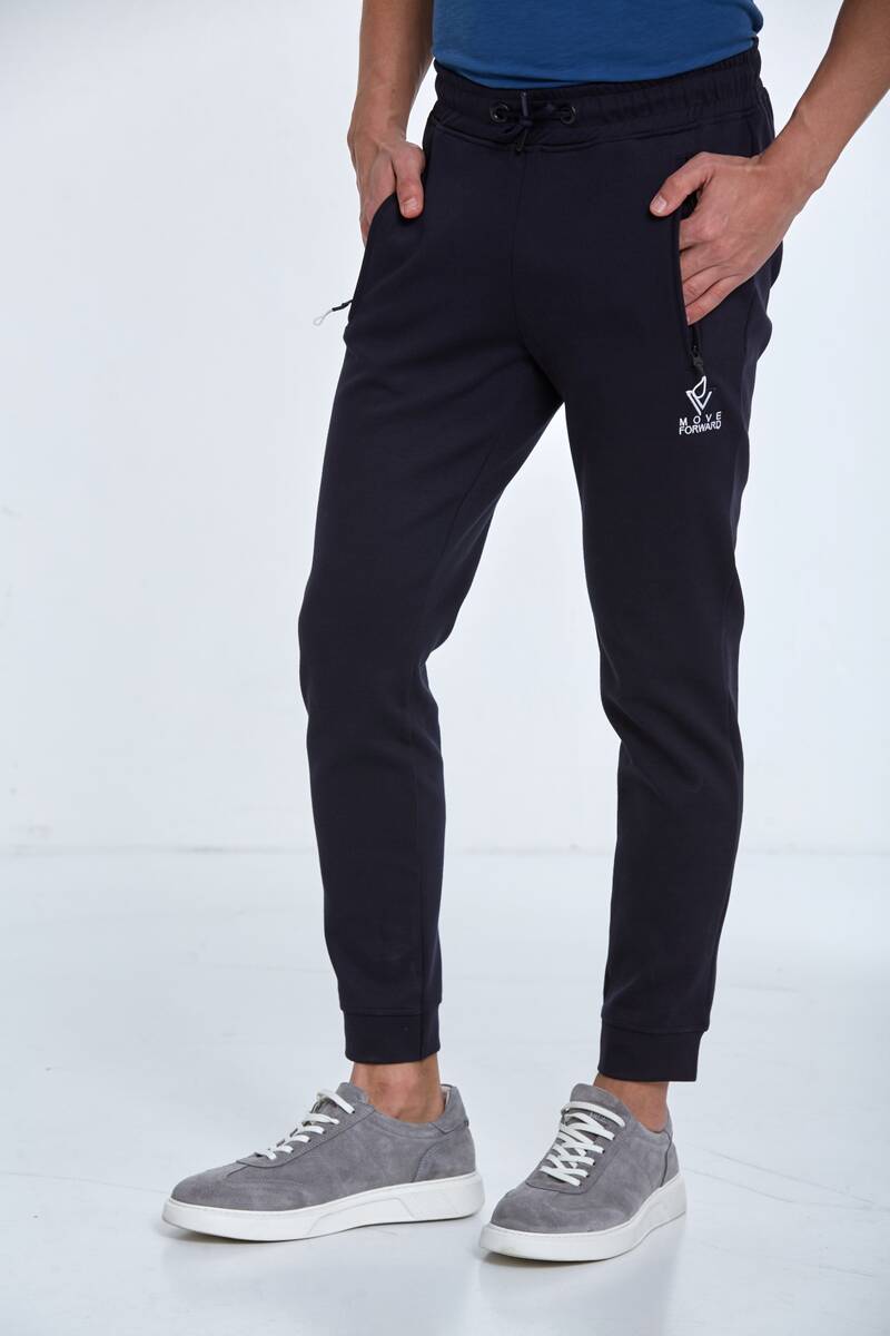 V Logo Embroidered Zipper Pocket Sweatpants